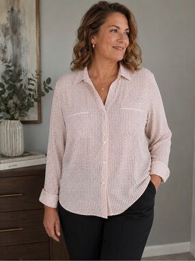 Candie's Blush Pink Printed Button-Up Top